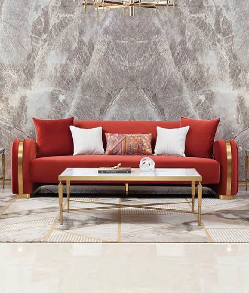 3+2+1 Sofa Set Luxury High Quality Living Room Sofa Set Lounge Red Velvet Couch