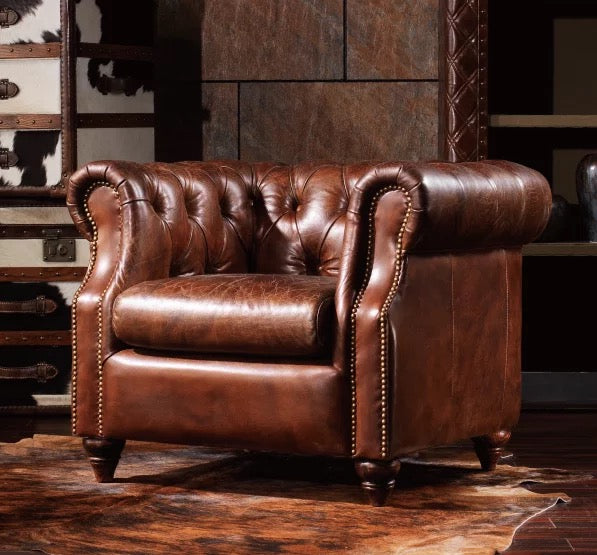 Winter's Chair Classic Leather Chesterfield Lounge Armchairs