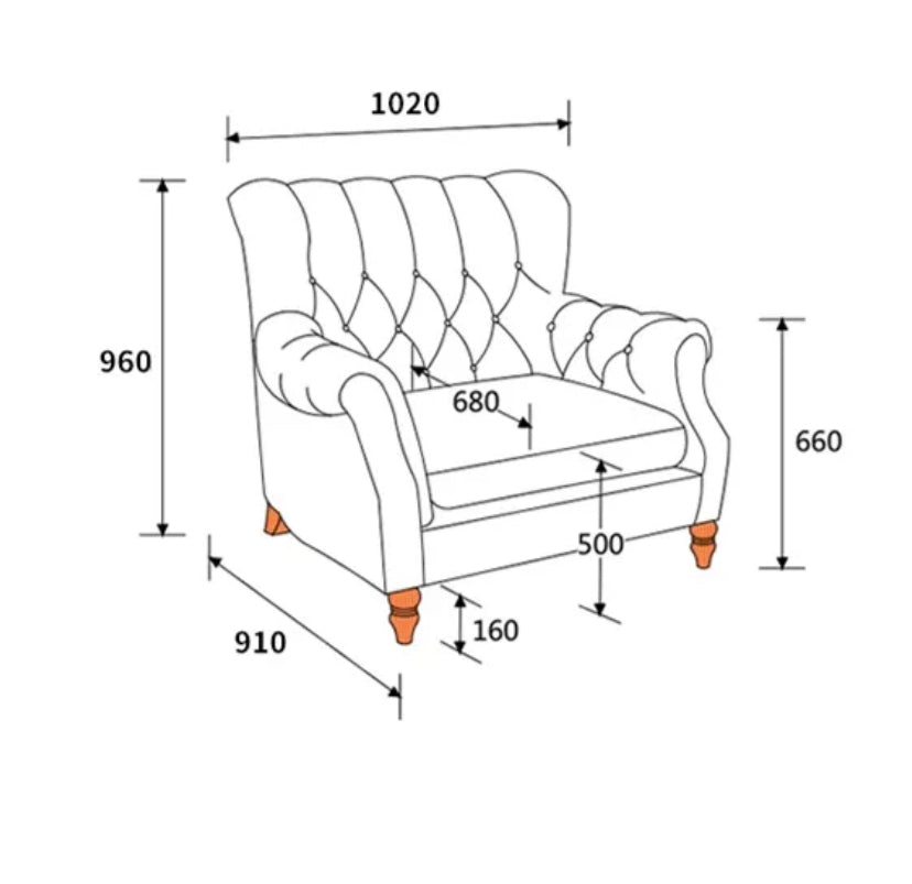 Armchair European Sessel Lobby Artistic Chesterfield Arm Chair 