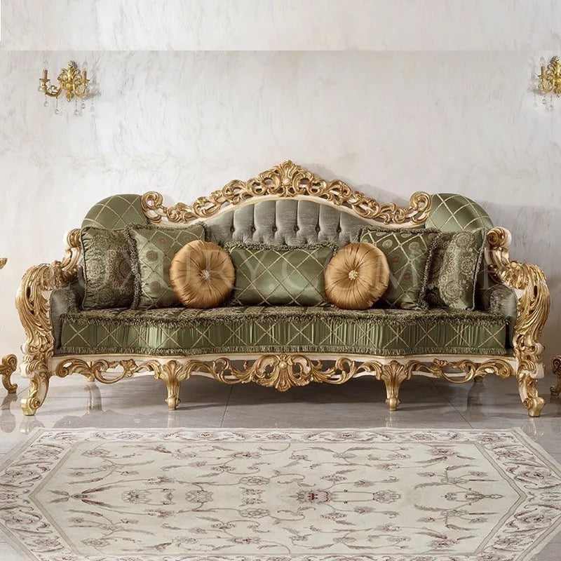 3 Seater Sofa European Hand Made Carved Luxury Baroque Couches Living Room Furniture