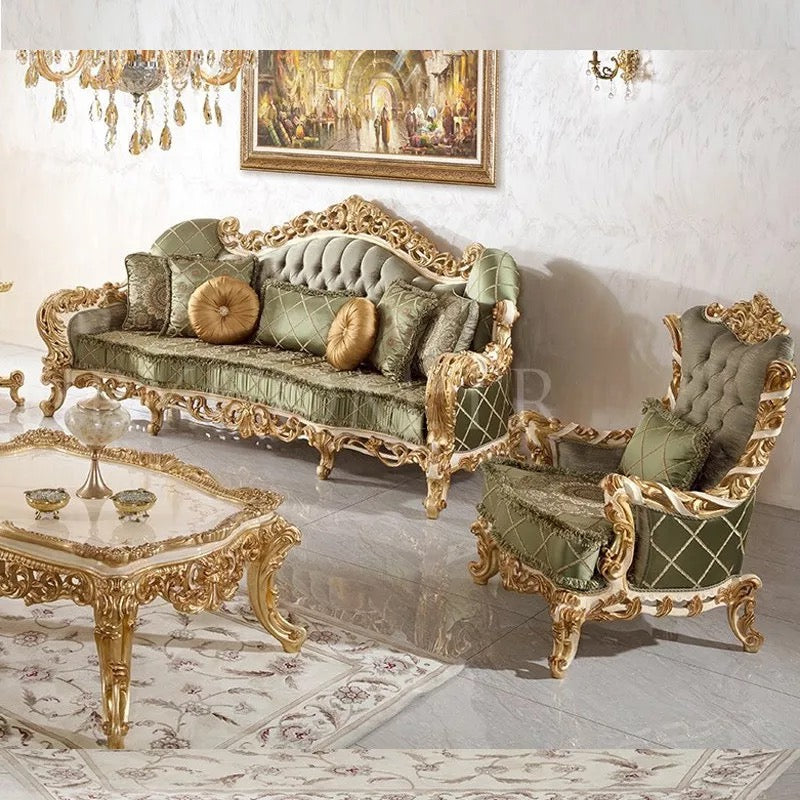 3 Seater Sofa European Hand Made Carved Luxury Baroque Couches Living Room Furniture