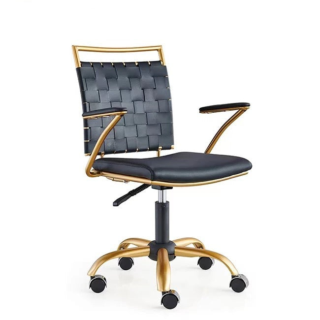 Office Chair Luxury Adjustable Modern Black Gold Swivel Leather Chair