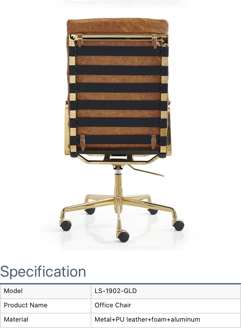 Office Chair Luxury Gold Ergonomic Swivel Executive Computer Chair