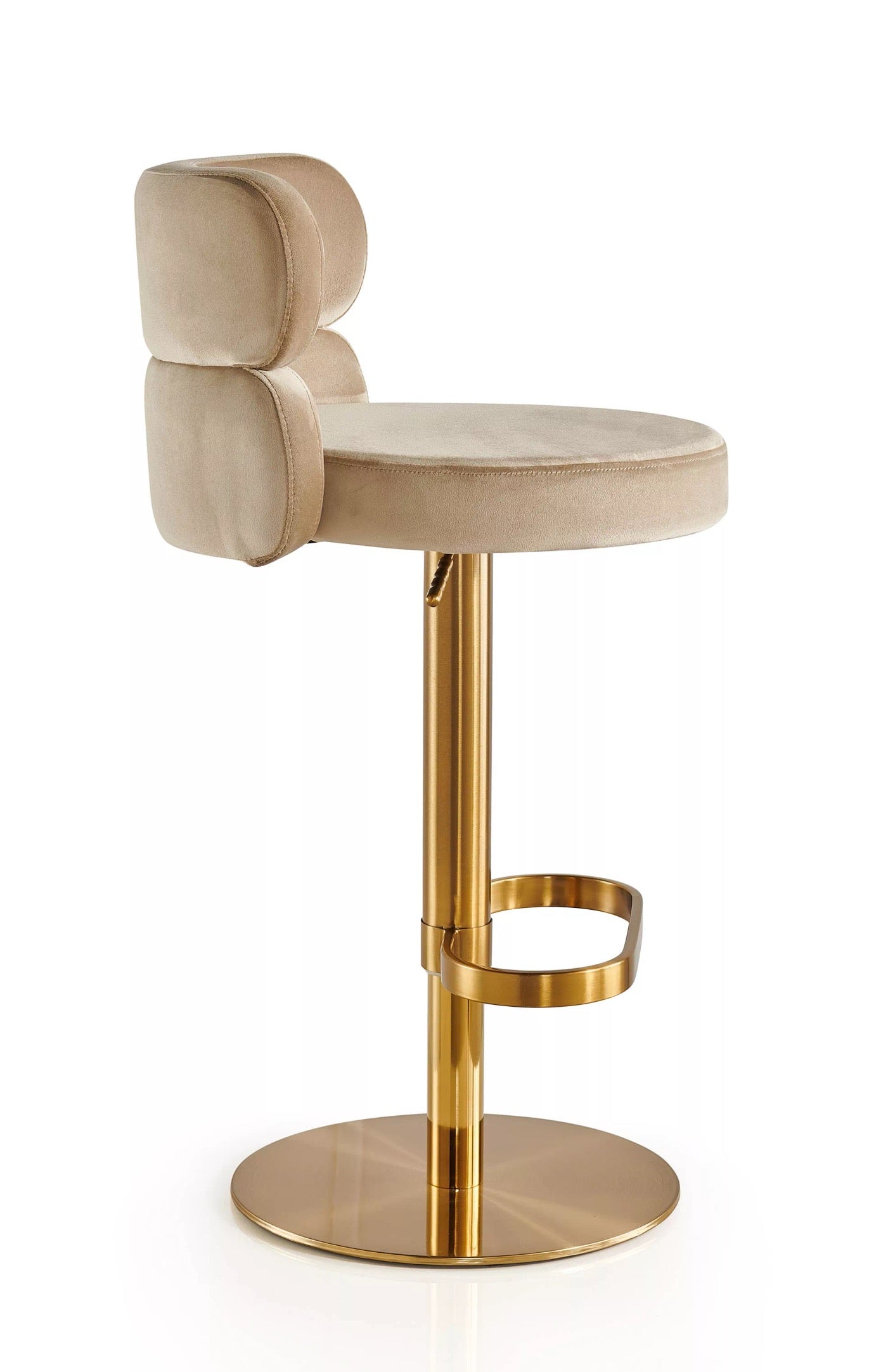 Stool Chair Velvet Gold Stainless Steel Swivel Adjustable Luxury Bar Chair