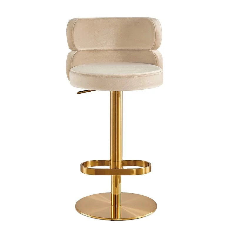 Stool Chair Velvet Gold Stainless Steel Swivel Adjustable Luxury Bar Chair