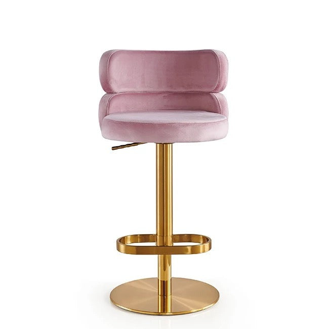 Stool Chair Velvet Gold Stainless Steel Swivel Adjustable Luxury Bar Chair