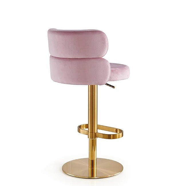 Stool Chair Velvet Gold Stainless Steel Swivel Adjustable Luxury Bar Chair