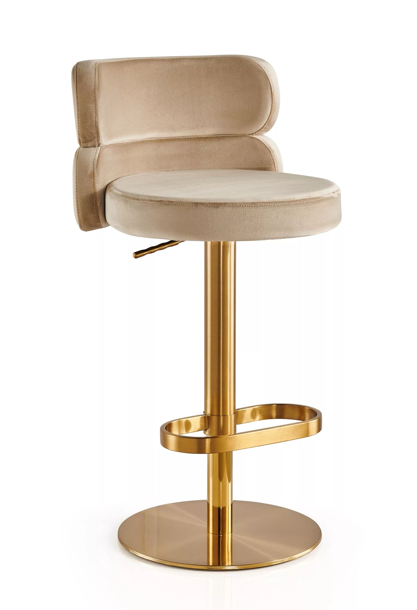 Stool Chair Velvet Gold Stainless Steel Swivel Adjustable Luxury Bar Chair