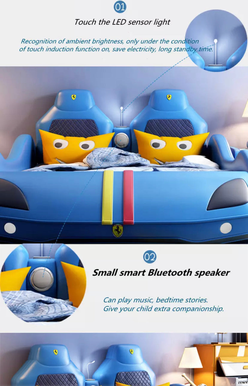 Kids Bed With Storage Music Multifunction Race Car Bed Children's Bedroom Furniture Children Beds