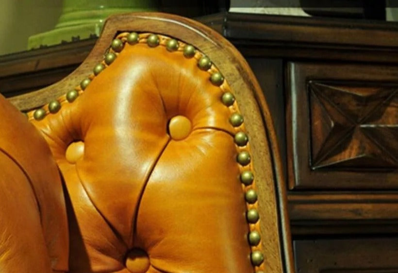 Chesterfield Chair One Seat Leather European Style Solid Wooder Leather Chesterfield Chairs