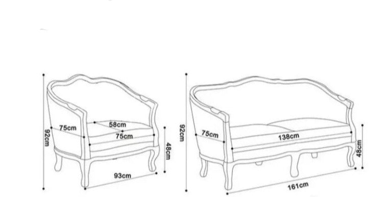 2 Seater Sofa Hand Made Wooden Vintage Living Room Furniture Set