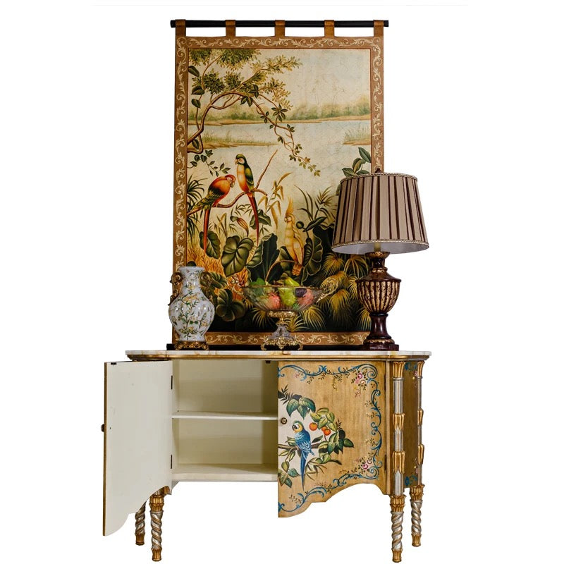 French Style Sideboard Plus Wall Art Hand Painted Oriental Baroque Design Furniture