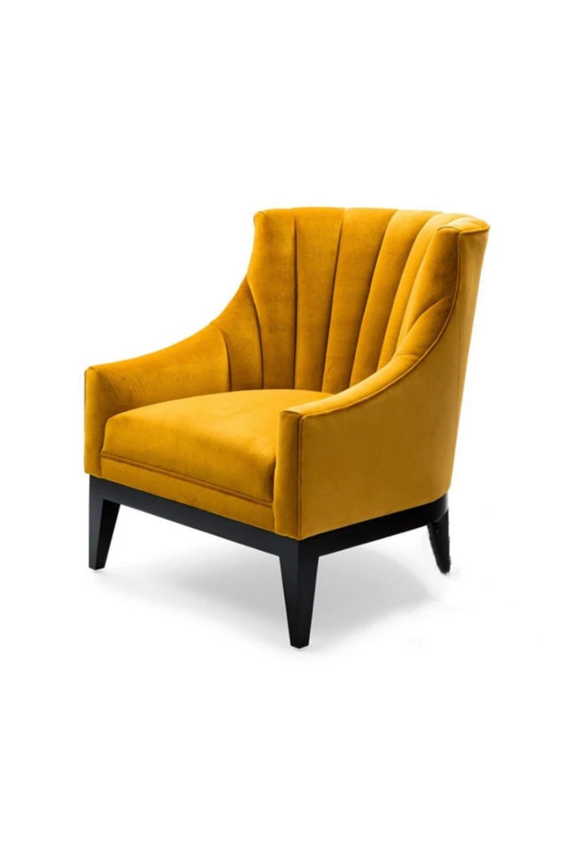 Wing Chair New Velvet Fabric Single Sessel Living Room Modern Leisure Solid Wood Wing Chairs