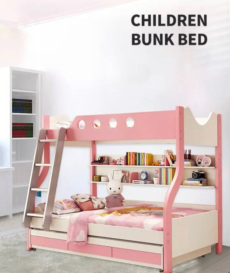 Kids Bed Double Children Bunk Bed Set Pink Blue Kinder Bett Set