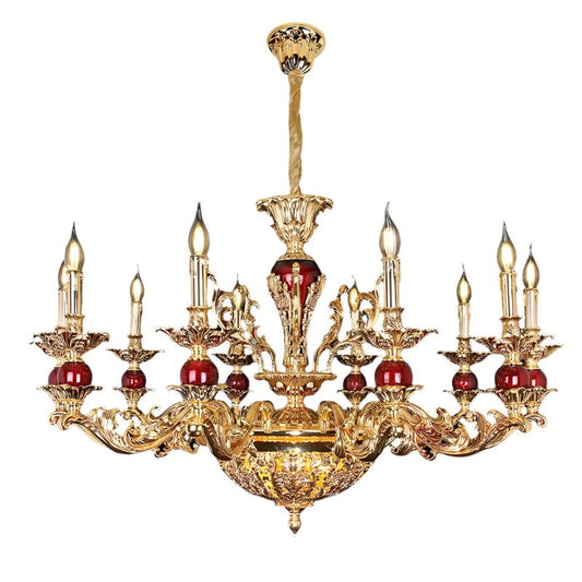 Chandelier Pendants Lights New Vintage Design Large Red Zinc Alloy Glass Arm Chandelier