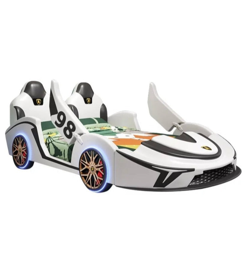 Kids Beds Auto Scissors Door Super Race Car Children's Beds Led Light Wirl Kinder Bett