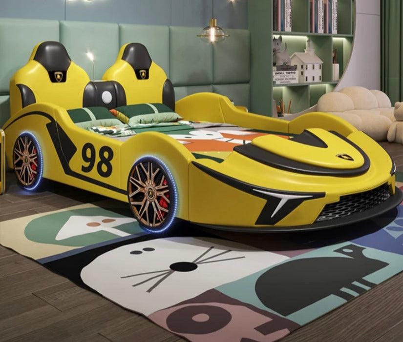 Kids Beds Auto Scissors Door Super Race Car Children's Beds Led Light Wirl Kinder Bett