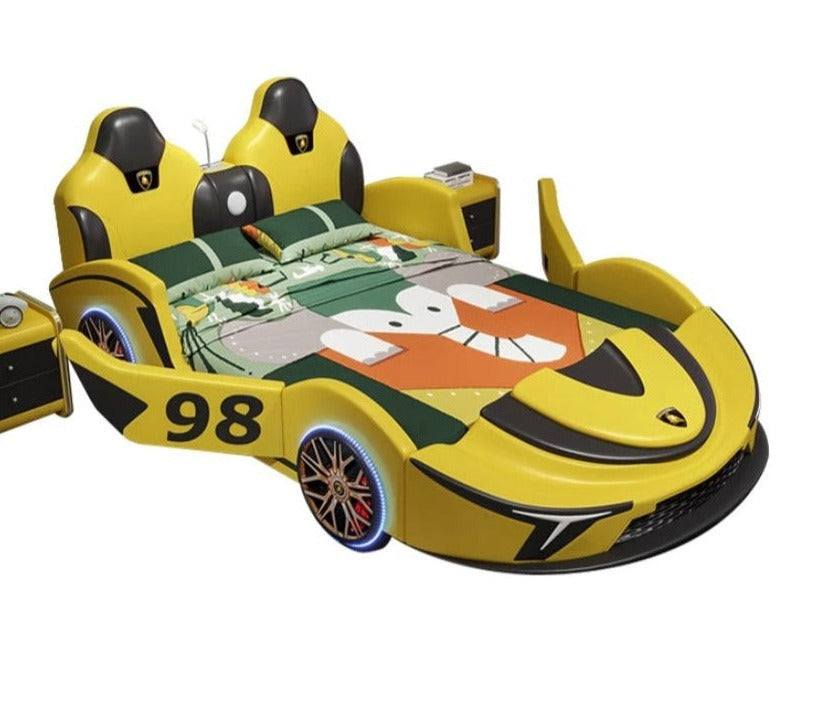 Kids Beds Auto Scissors Door Super Race Car Children's Beds Led Light Wirl Kinder Bett