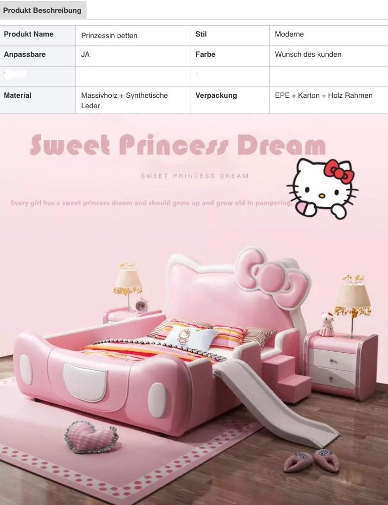 Kids Bed Leather Multifunction Bed Solid Wood Slide And Stairs Kinder Bett Safety Guardrail