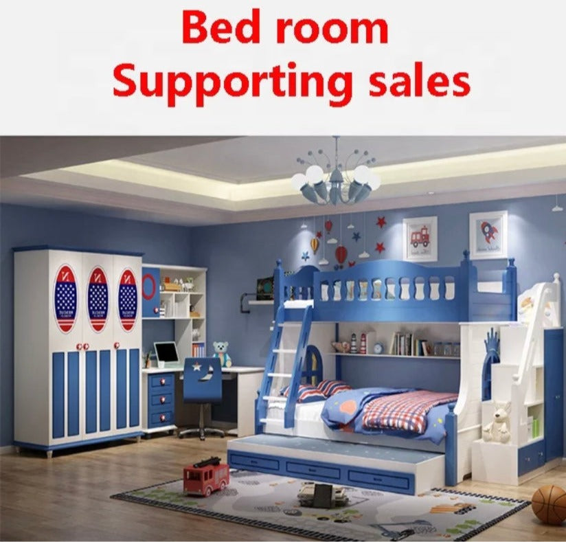 Kids Beds Modern Wooden Frame Bunk Kinder Bett With Slide Bookshelf Stair Drawers Children Bedroom Furniture