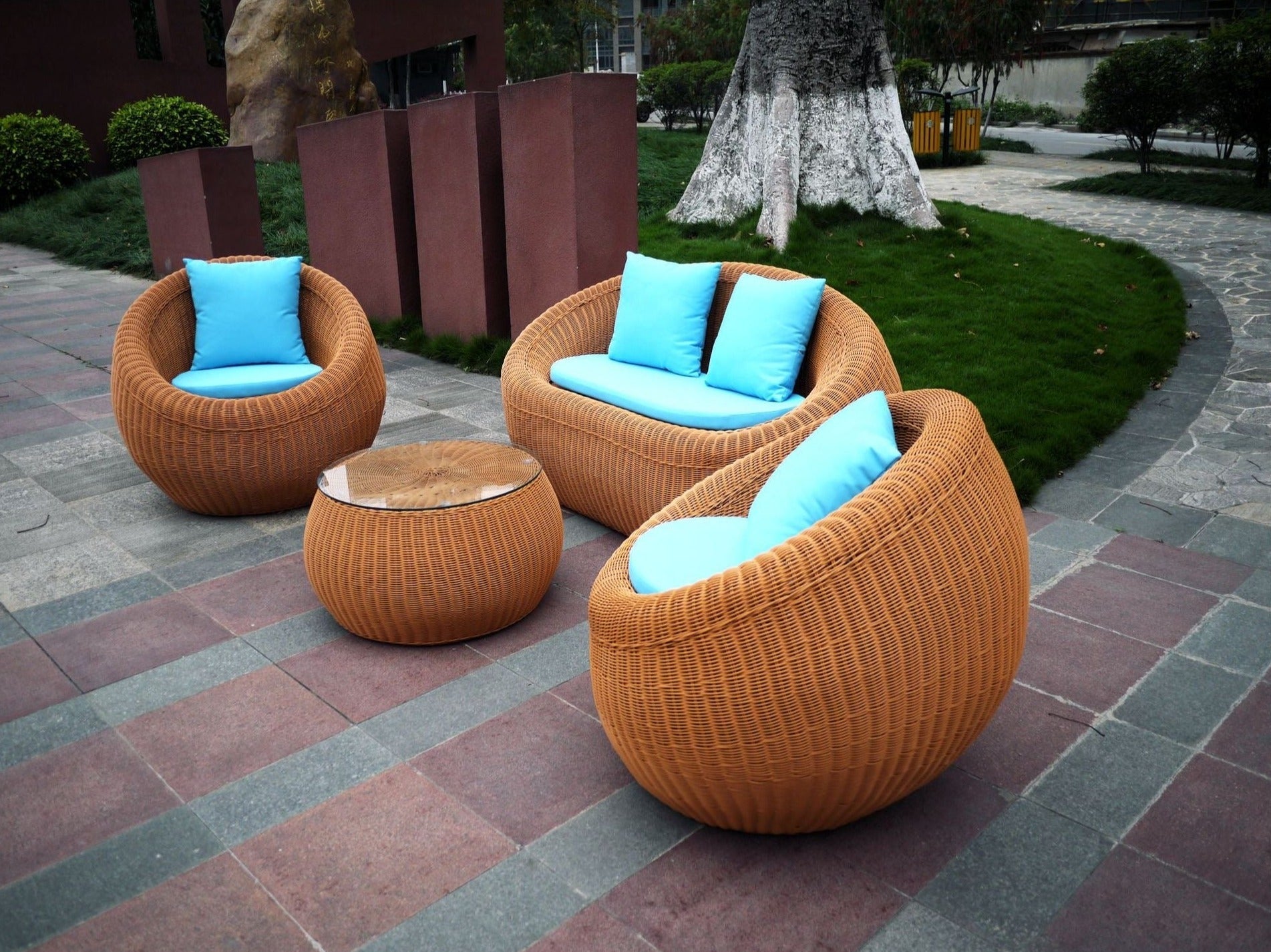 Outdoor Furniture Designer Hand Made Rattan Sofa Chair Combination Furniture Set