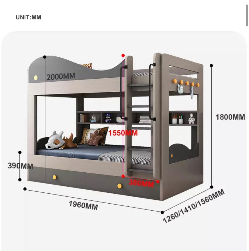 Kids Beds Modern Children's Bunk Bed Luxury Furniture With Drawer Storage Single Kinder Bunk Bett