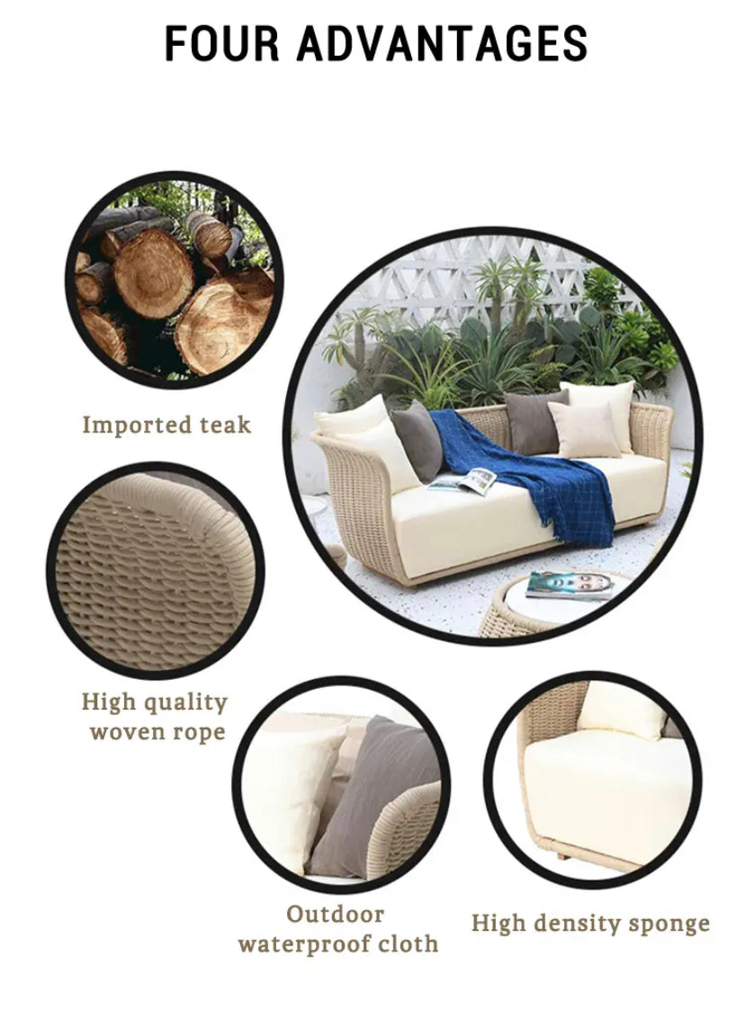 Outdoor Furniture Courtyard Villa Outdoor Garden Rattan Set Nordic Combination Rattan Design Furniture 