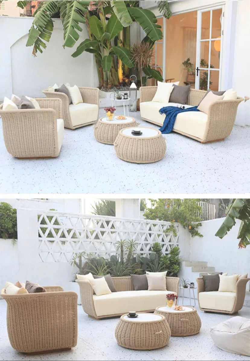 Outdoor Furniture Courtyard Villa Outdoor Garden Rattan Set Nordic Combination Rattan Design Furniture 