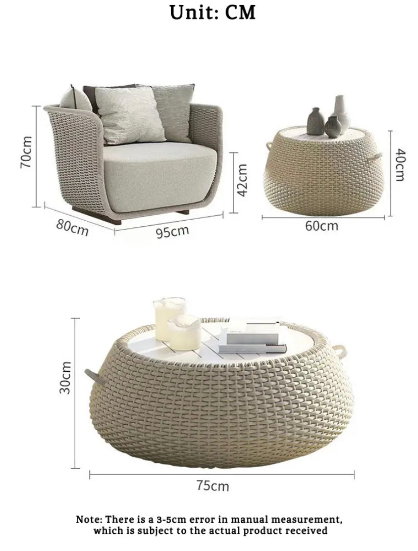 Outdoor Furniture Set Courtyard Villa Outdoor Garden Rattan Sofa Set Nordic Design Outdoor Rattan Sectional Sofa Units