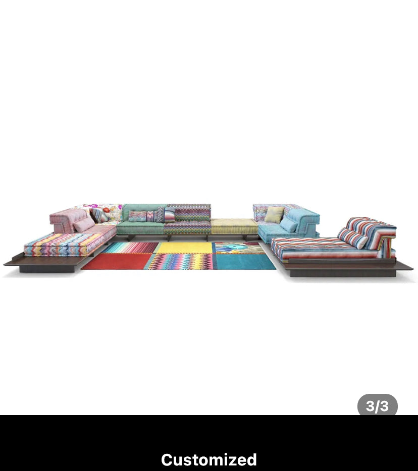 Outdoor Furniture Set Multicolor Fabric Sectional Floor Sofa Designer Outdoor Interior Furniture