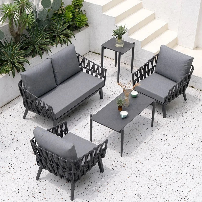 Outdoor Furniture Metal Weaving Rope Aluminum Garden Sofa Sets