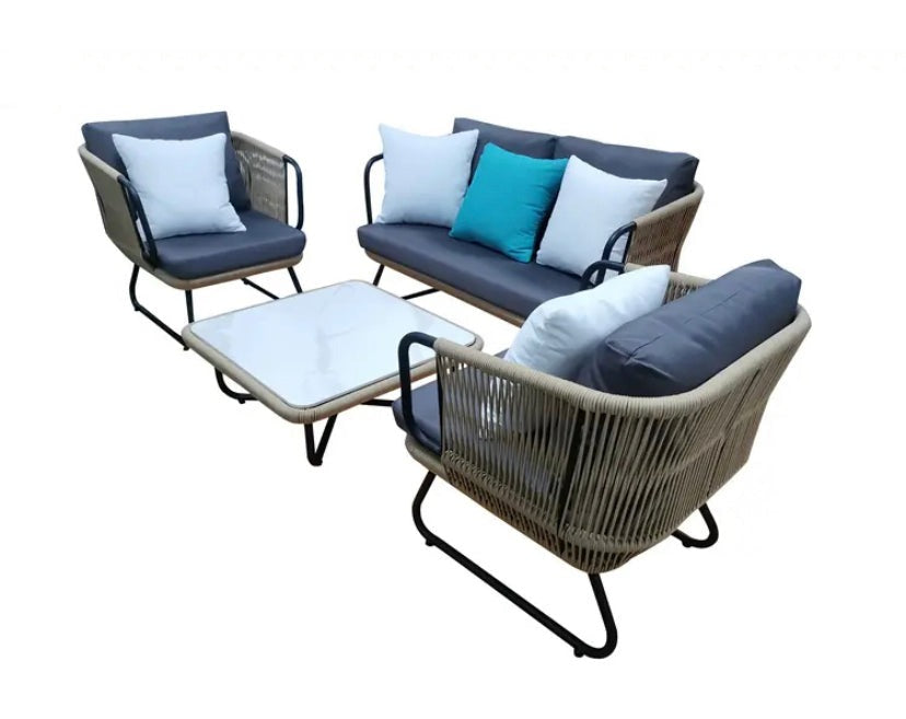 Outdoor Furniture High Quality Leisure Balcony Garden Patio Rope Woven Aluminum Frame Furniture Set 