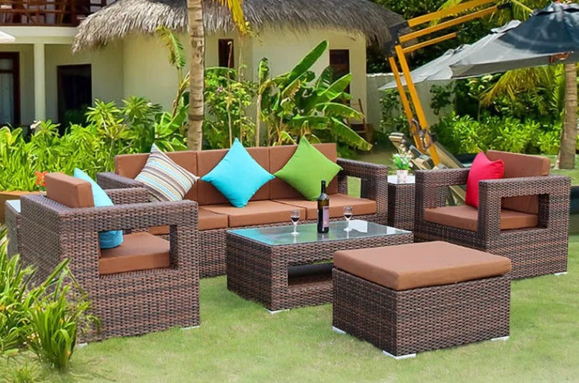 Outdoor Furniture Garden Balcony Terrace Waterproof Wicker Modular Rattan Sofa Sets