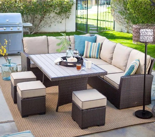 Outdoor Furniture Set New Design Rattan Leisure Corner Sofa Combination Patio Balcony Terrace Garden Furniture