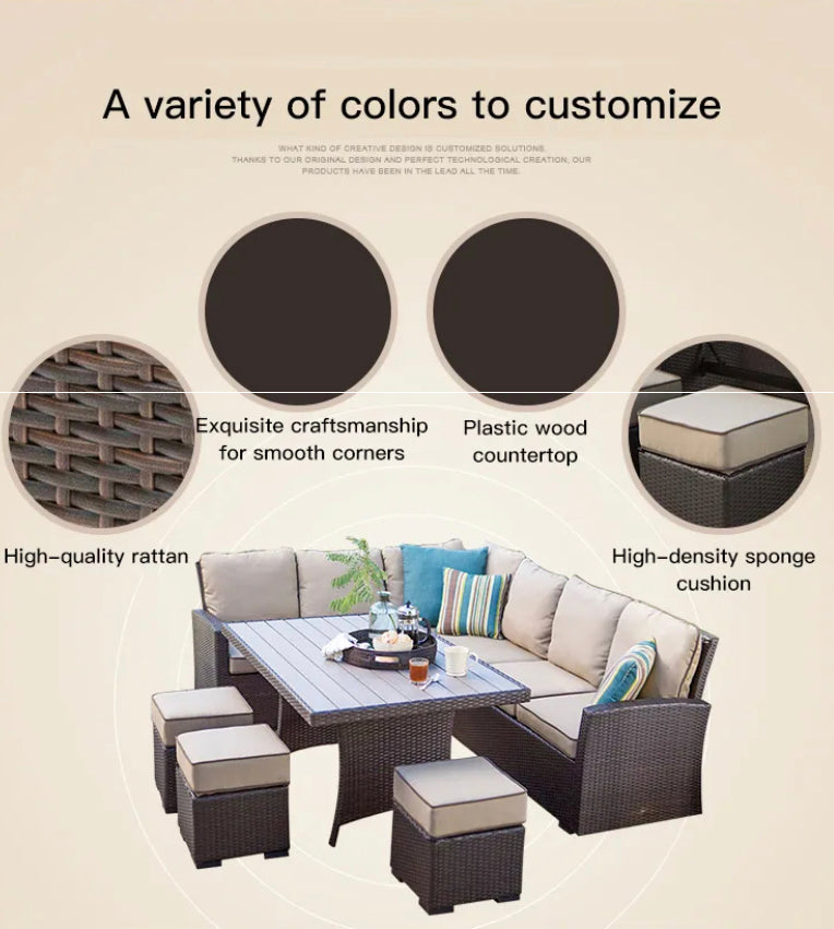 Outdoor Furniture Set New Design Rattan Leisure Corner Sofa Combination Patio Balcony Terrace Garden Furniture