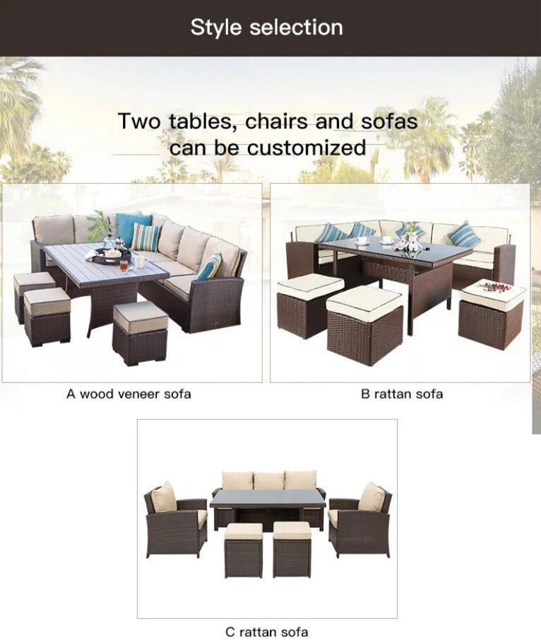 Outdoor Furniture Set New Design Rattan Leisure Corner Sofa Combination Patio Balcony Terrace Garden Furniture