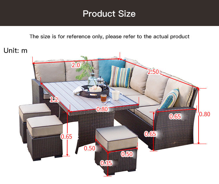 Outdoor Furniture Set New Design Rattan Leisure Corner Sofa Combination Patio Balcony Terrace Garden Furniture