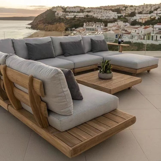 Outdoor Furniture Sets Modern Solid Wood Cushions Sofa Garden Patio Outdoor Sectional Sofas