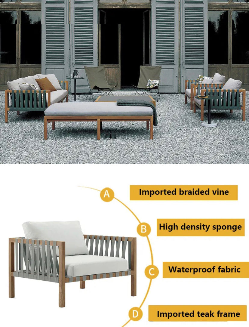 Outdoor Furniture Sets New Burma Teak Wood Balcony Garden Furniture Deep Seating Low Back Luxury Design Sofa