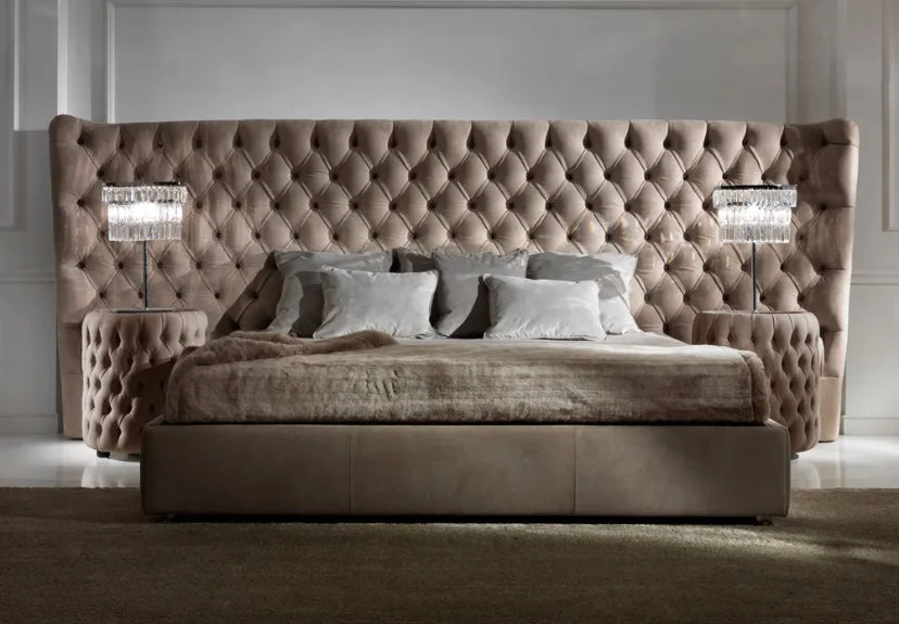 King Size Beds Luxury Bedroom Design Leather Italian Bed Extended Headboard King Size Betten