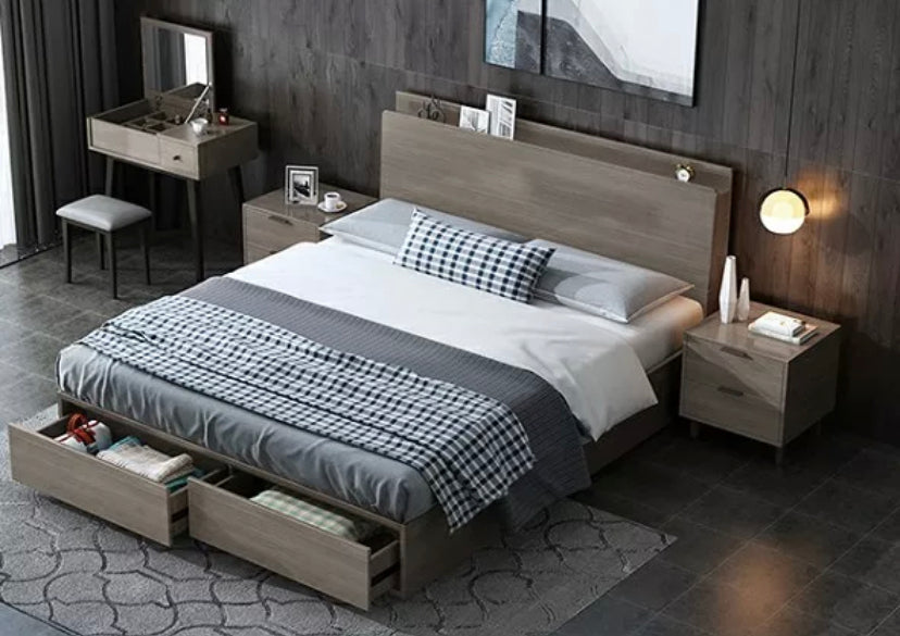 King Queen Size Bed Modern Design Bedroom King Queen Bett Drawers Storage Beds 