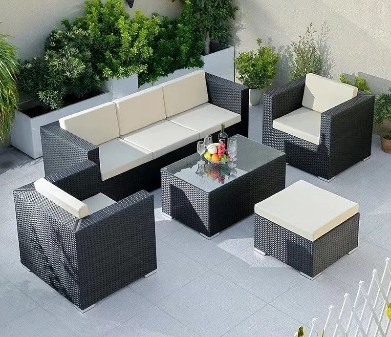 Outdoor Furniture Sets Rattan Courtyard Terrace Balcony Garden Combination Waterproof Carton Sofa Set