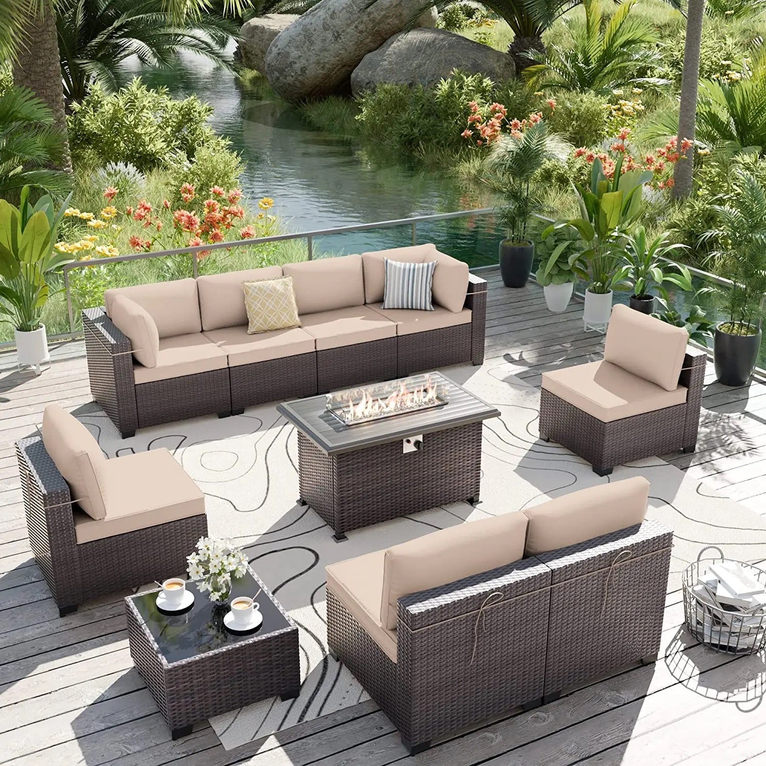 Outdoor Furniture Sets Rattan Courtyard Terrace Balcony Garden Combination Waterproof Carton Sofa Set