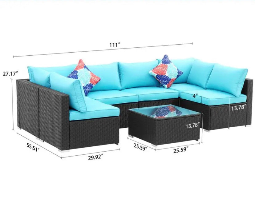 Outdoor Furniture Sets Rattan Courtyard Terrace Balcony Garden Combination Waterproof Carton Sofa Set