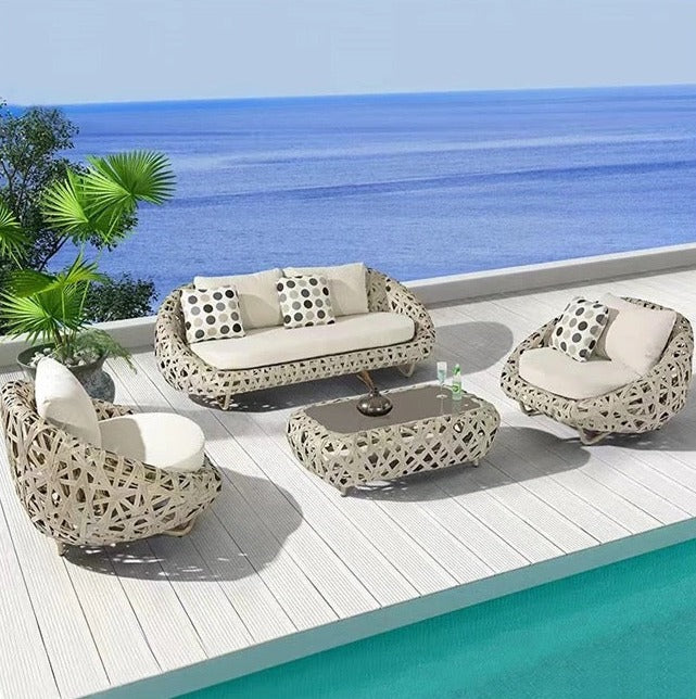 Outdoor Furniture Terrace Garden Luxury Rattan Sofa Lounge Set