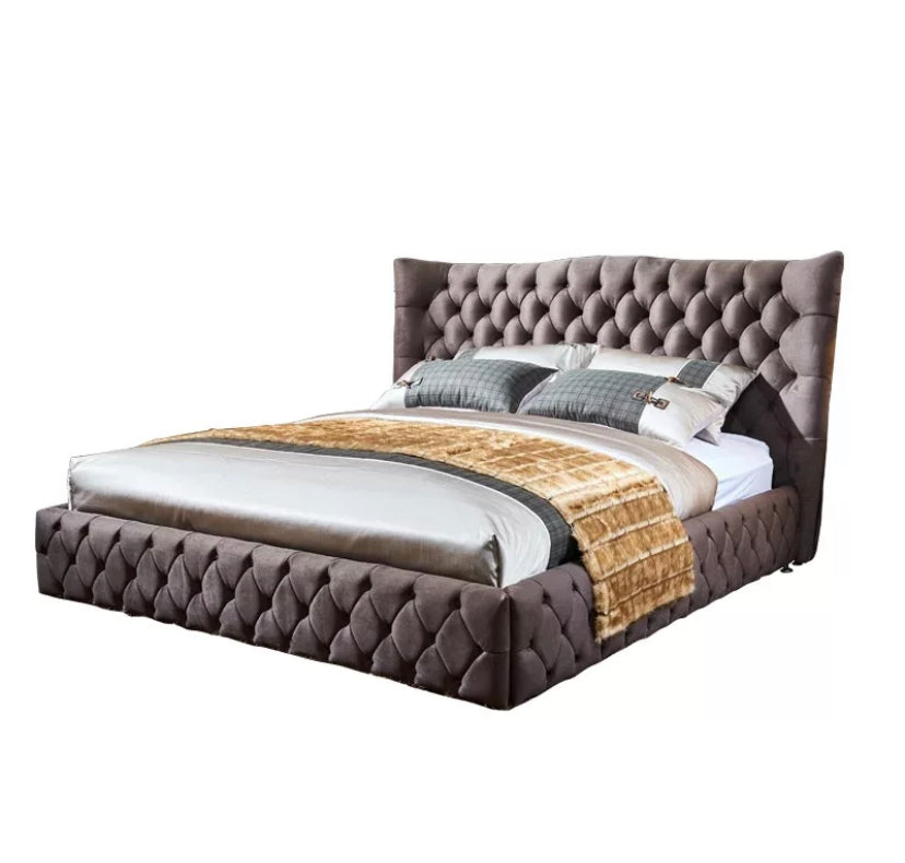 King Size Beds Modern Chesterfield Upholstery Leather Highhead Board Bed Soft Victorian Bedroom Furniture Betten 