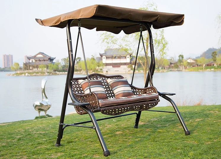 Outdoor Furniture Courtyard Garden Rattan Swing Design Furniture Set