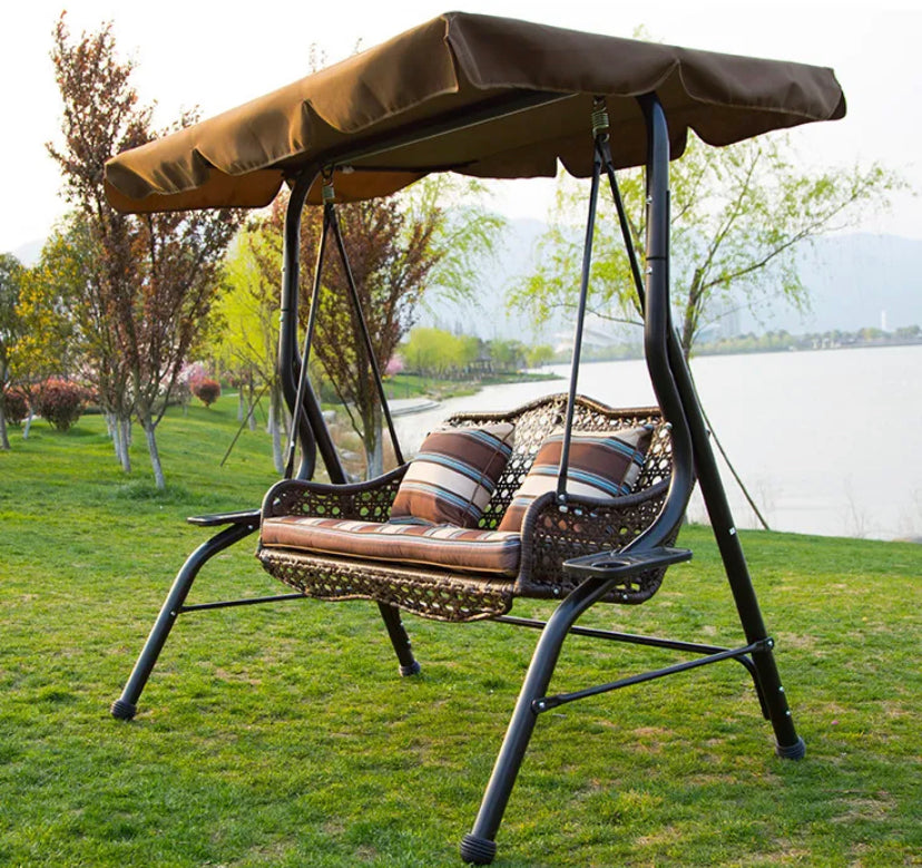 Outdoor Furniture Courtyard Garden Rattan Swing Design Furniture Set