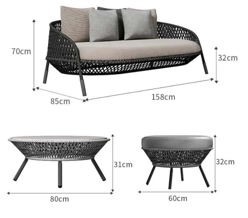 Outdoor Furniture Wicker Garden Balcony Rattan Courtyard Leisure Furniture Set 