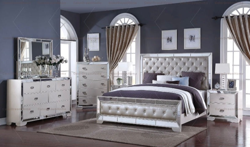 Bedroom Furniture Set Leather Headboard Bett Luxury King Size Bed